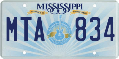 MS license plate MTA834