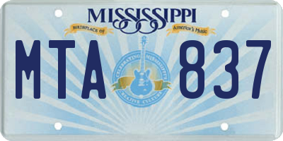 MS license plate MTA837