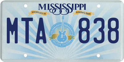 MS license plate MTA838