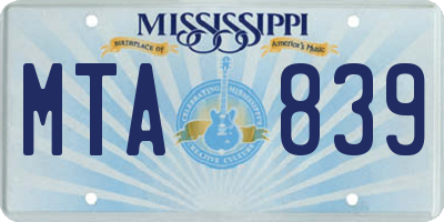 MS license plate MTA839