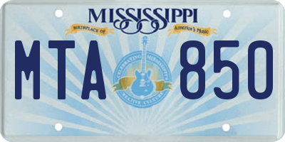 MS license plate MTA850