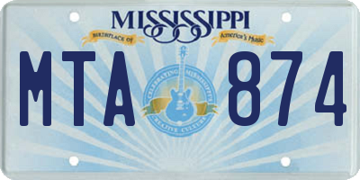 MS license plate MTA874