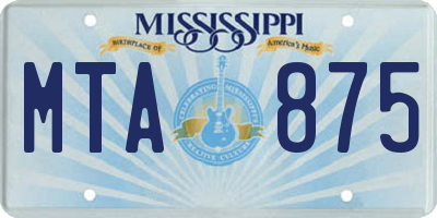 MS license plate MTA875