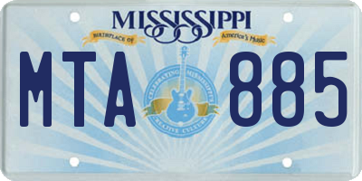 MS license plate MTA885