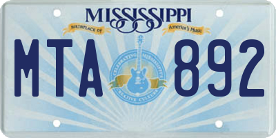 MS license plate MTA892