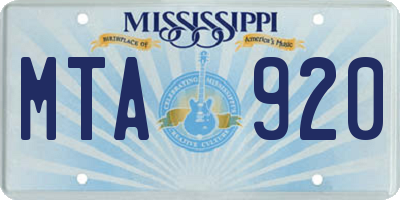 MS license plate MTA920