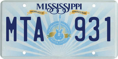 MS license plate MTA931
