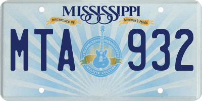 MS license plate MTA932
