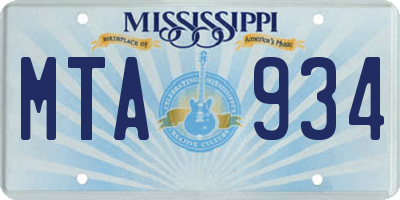 MS license plate MTA934