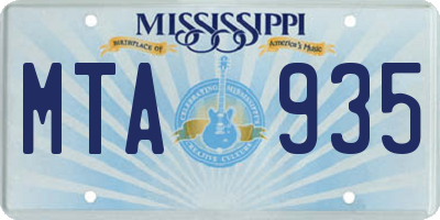 MS license plate MTA935