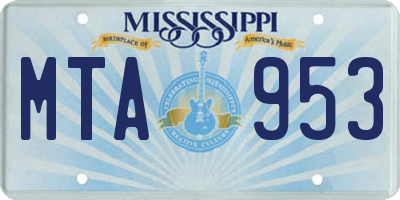 MS license plate MTA953