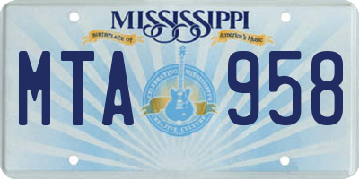 MS license plate MTA958