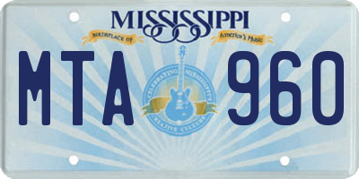 MS license plate MTA960