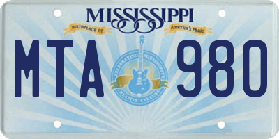 MS license plate MTA980