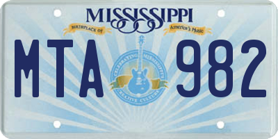 MS license plate MTA982