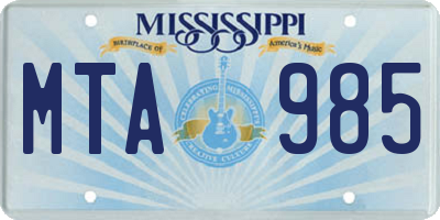 MS license plate MTA985