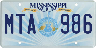 MS license plate MTA986