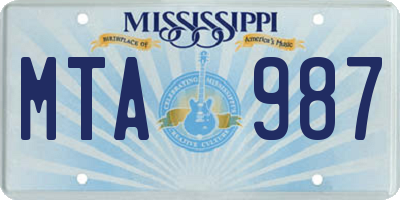 MS license plate MTA987
