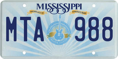 MS license plate MTA988