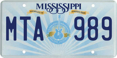 MS license plate MTA989