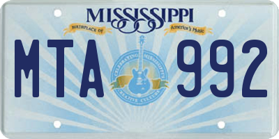 MS license plate MTA992