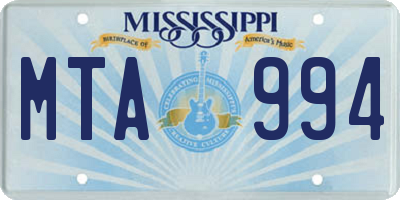 MS license plate MTA994
