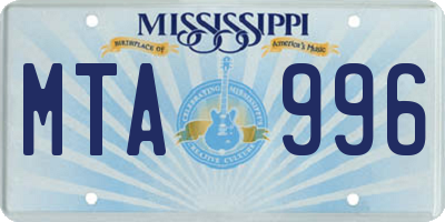 MS license plate MTA996