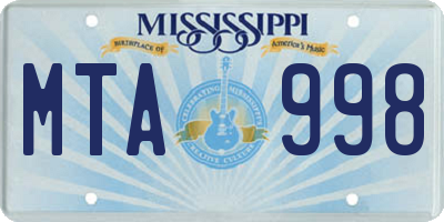 MS license plate MTA998