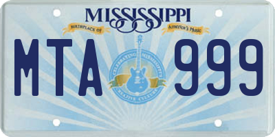 MS license plate MTA999