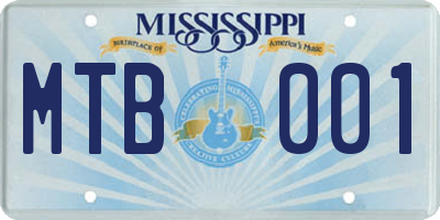 MS license plate MTB001