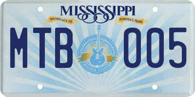 MS license plate MTB005