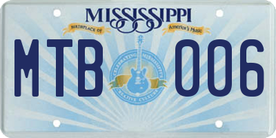 MS license plate MTB006