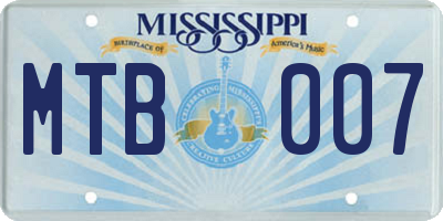 MS license plate MTB007