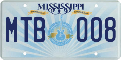 MS license plate MTB008
