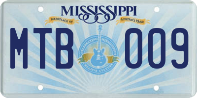 MS license plate MTB009