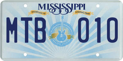 MS license plate MTB010