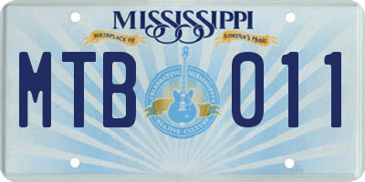 MS license plate MTB011