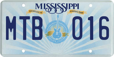 MS license plate MTB016