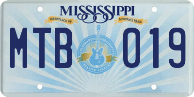 MS license plate MTB019
