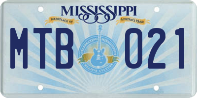 MS license plate MTB021