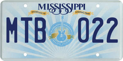 MS license plate MTB022