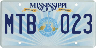 MS license plate MTB023