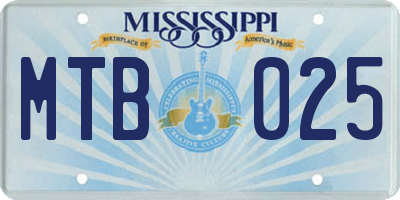 MS license plate MTB025