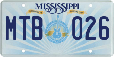 MS license plate MTB026