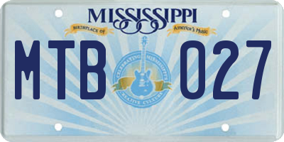 MS license plate MTB027