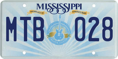 MS license plate MTB028