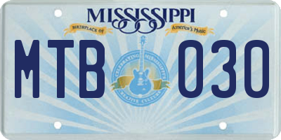 MS license plate MTB030