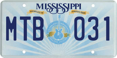 MS license plate MTB031