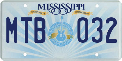 MS license plate MTB032