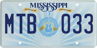 MS license plate MTB033